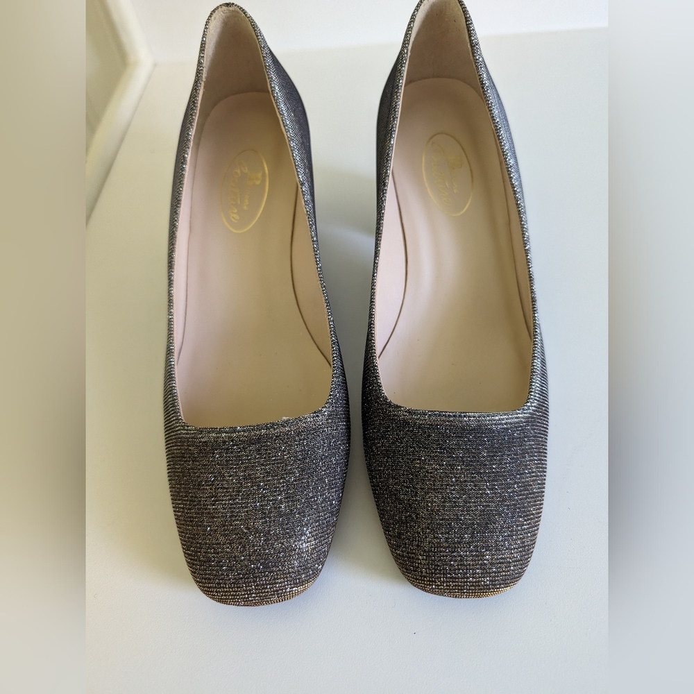 Browns Couture block heel metallic pumps sz 8.5